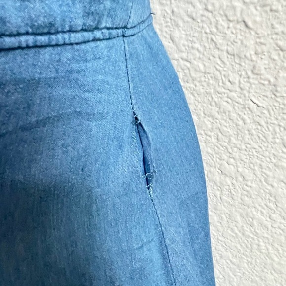 New Day to Day Blu Pepper Chambray Dress Women's S Lace Front Denim Mini Flaw - Picture 7 of 7